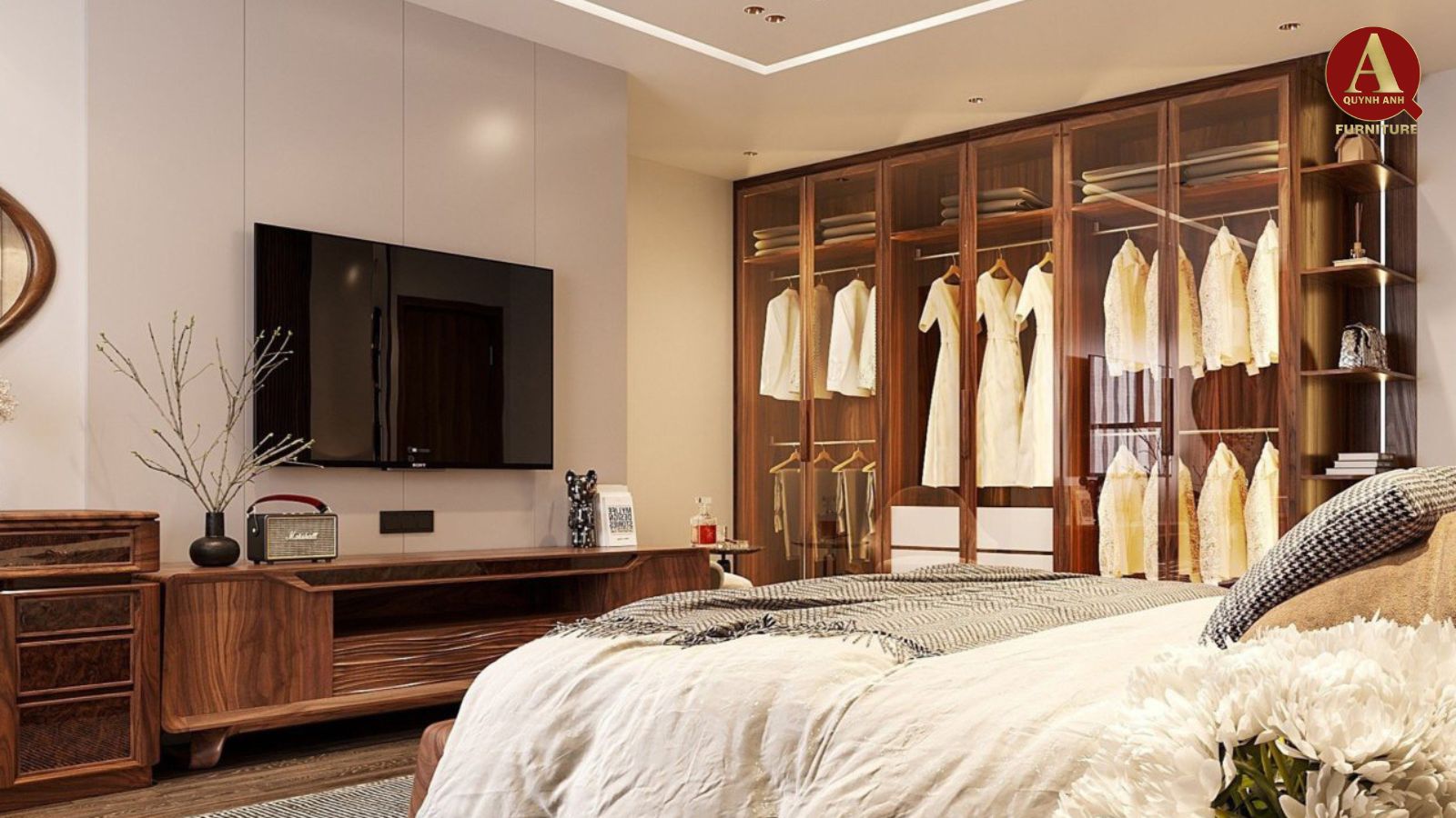 Nội thất phòng ngủ gỗ óc chó