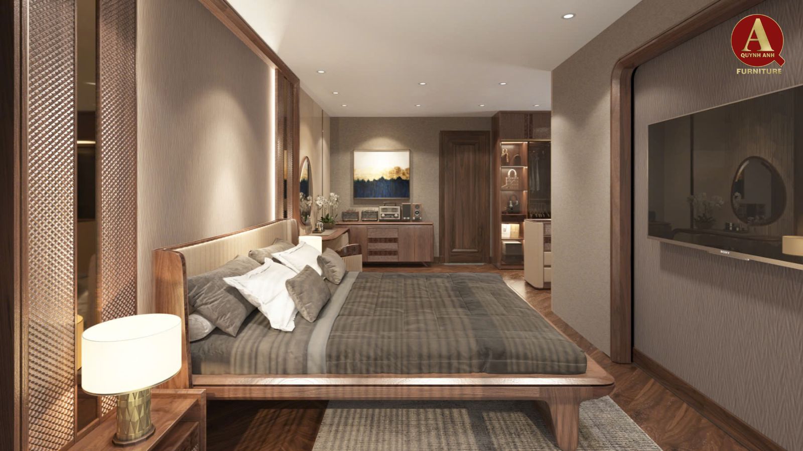 Nội thất phòng ngủ gỗ óc chó