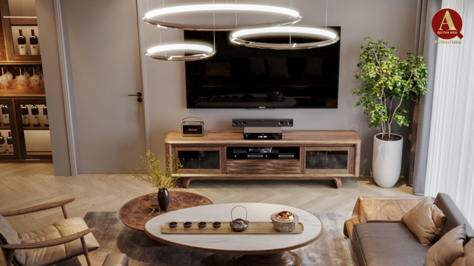 Thiết kế nội thất gỗ óc chó