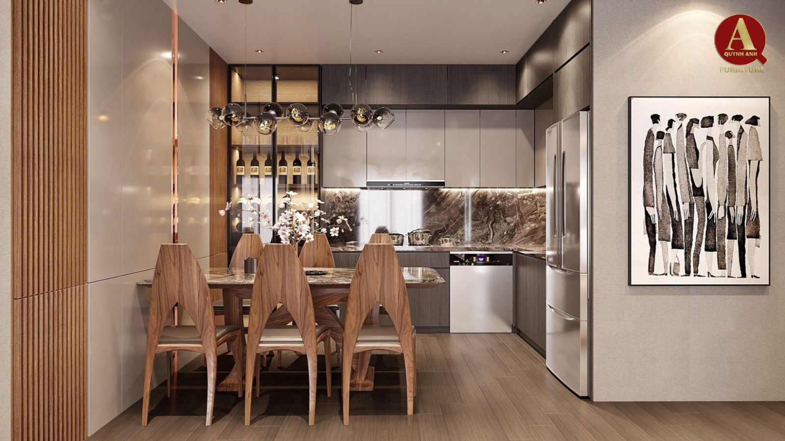 Thiết kế nội thất gỗ óc chó