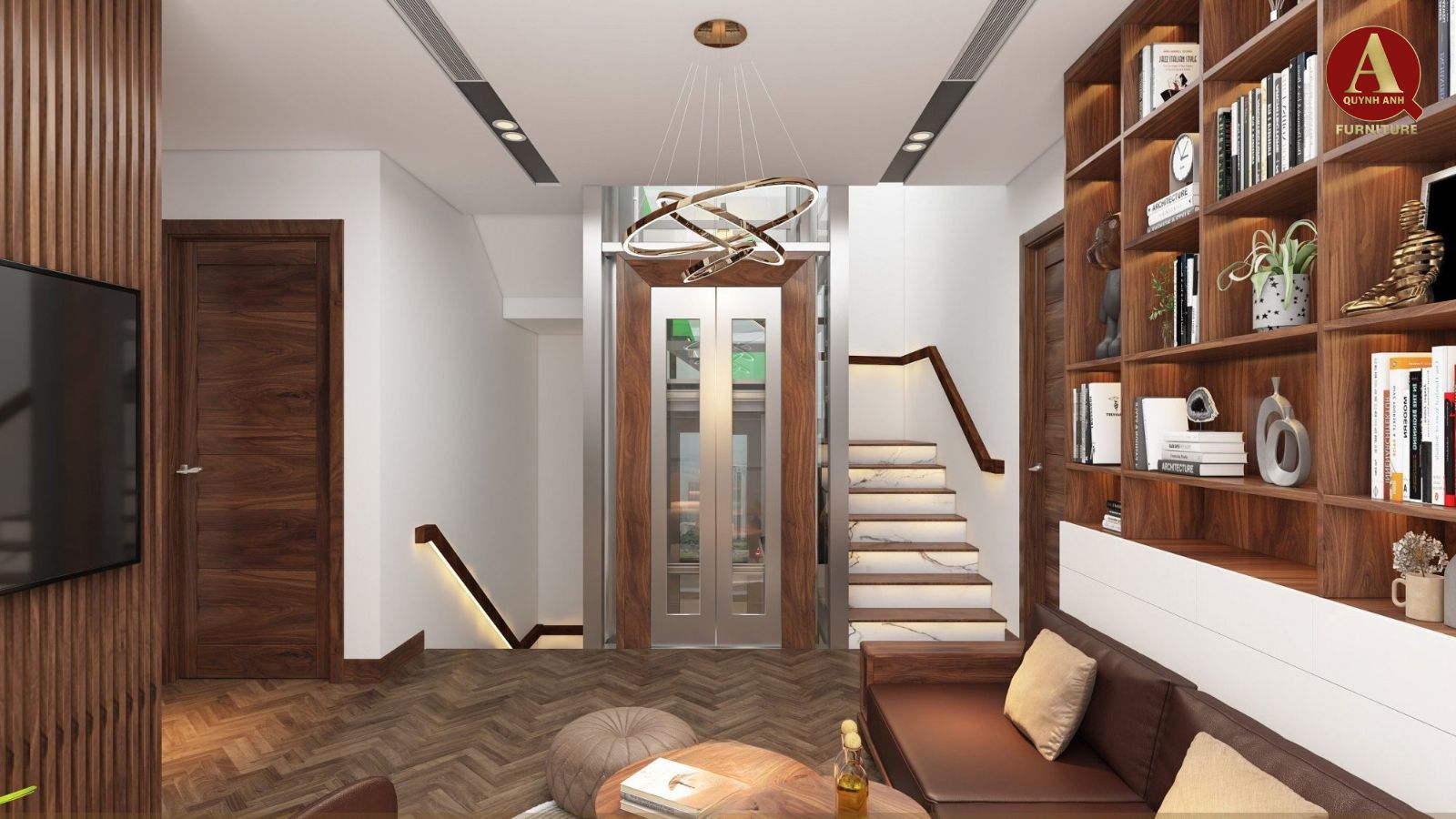 mẫu thiết kế nội thất gỗ óc chó 2025