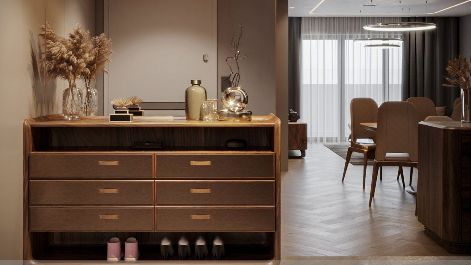 Dự án thi công nội thất chung cư The Light Tố Hữu - Không gian gỗ óc chó cao cấp, tinh tế và thanh lịch