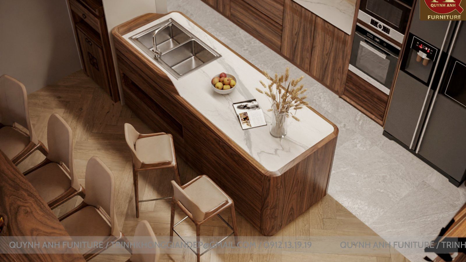 Dự án thi công nội thất chung cư The Light Tố Hữu - Không gian gỗ óc chó cao cấp, tinh tế và thanh lịch