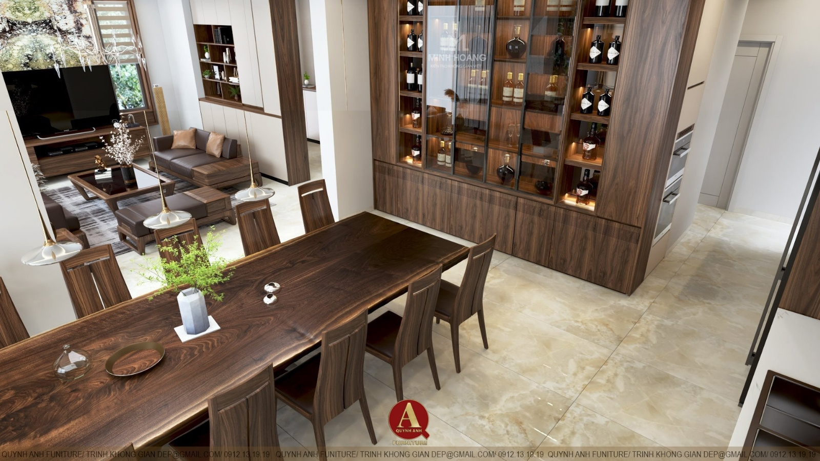 Khẳng định gu thẩm mỹ độc bản trong biệt thự Splendora với gỗ óc chó cao cấp