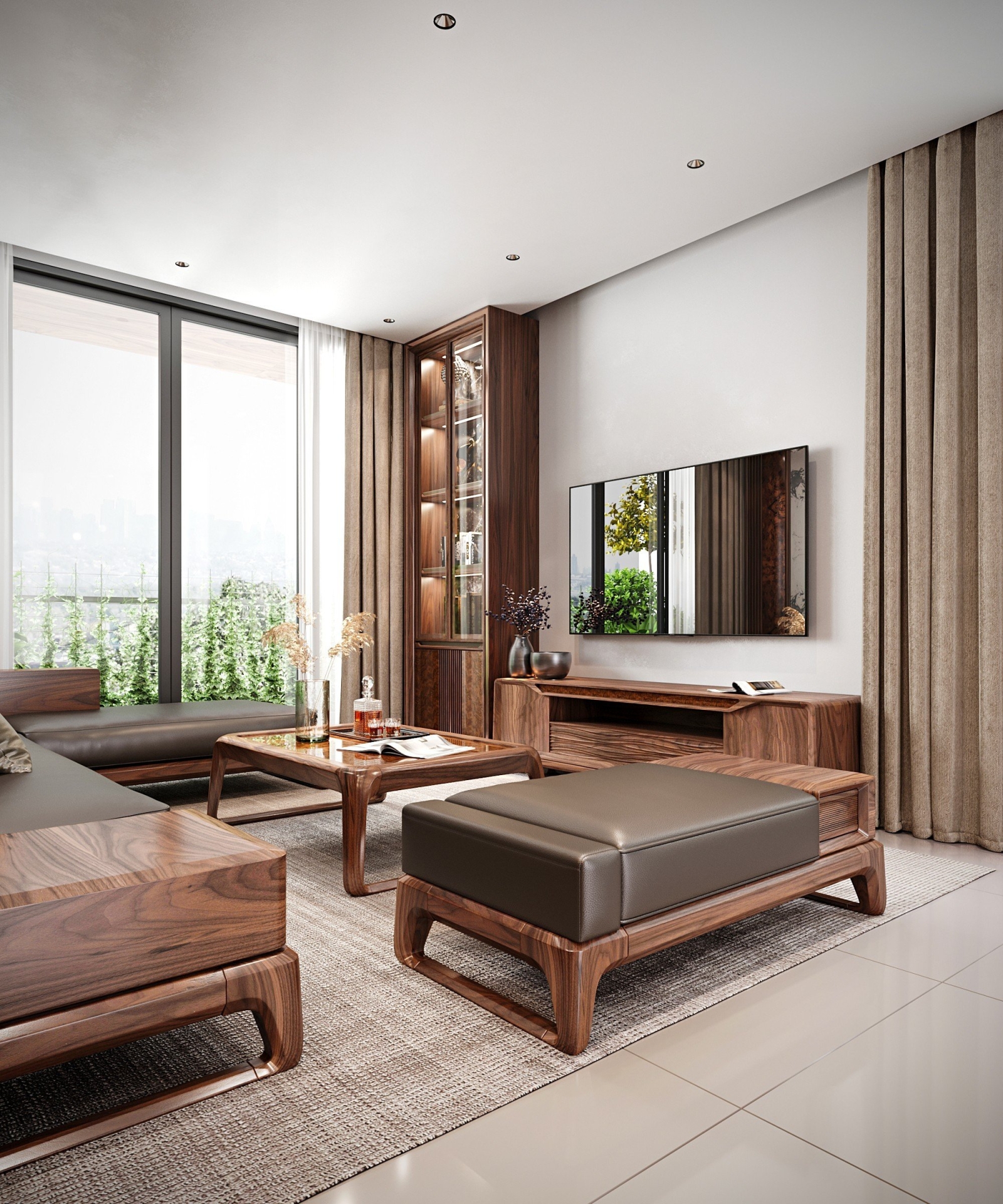 Nội thất gỗ óc chó cho phòng khách - Nâng tầm đẳng cấp sống cùng Nội thất Quỳnh Anh