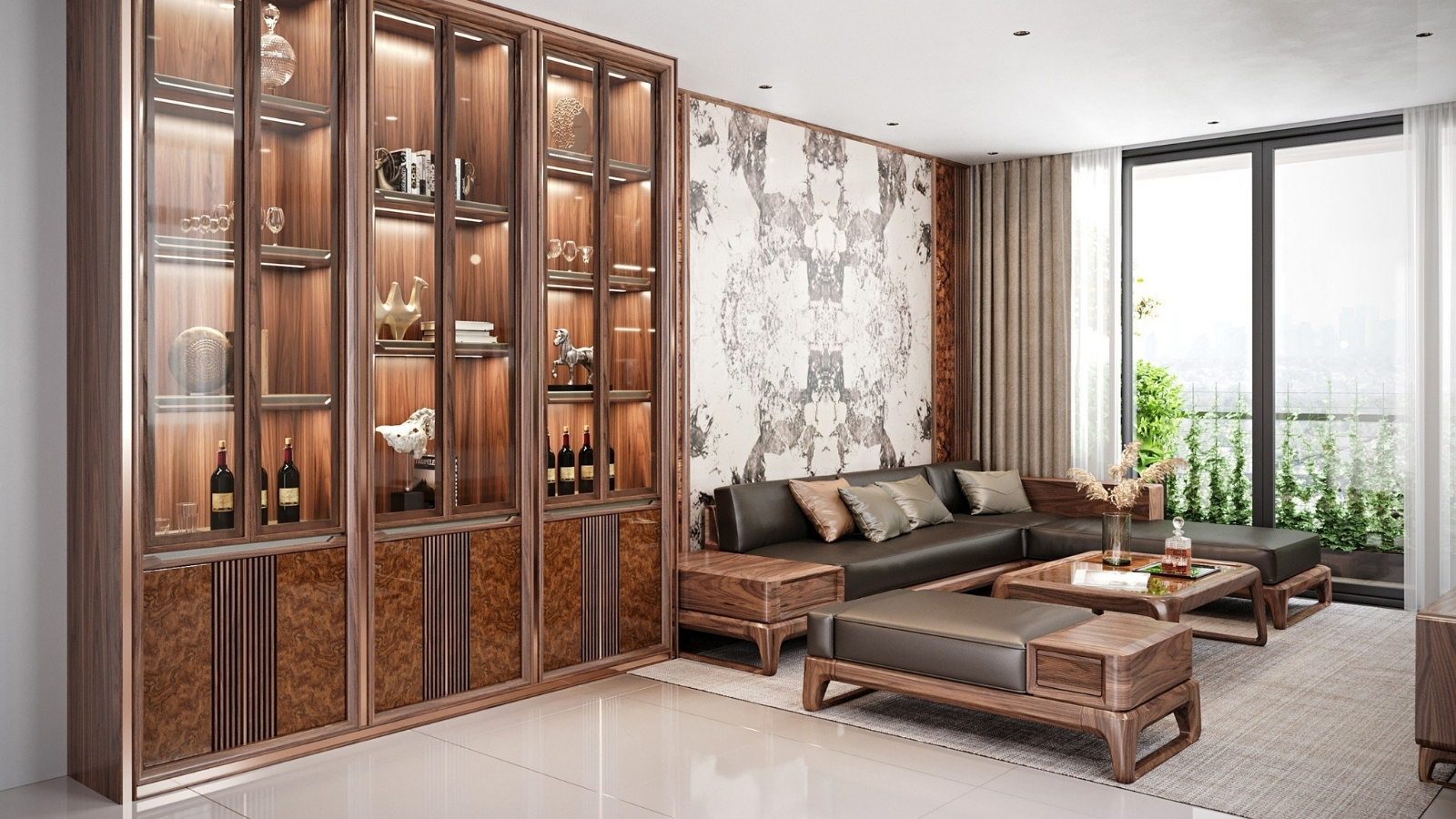 Nội thất gỗ óc chó cho phòng khách - Nâng tầm đẳng cấp sống cùng Nội thất Quỳnh Anh