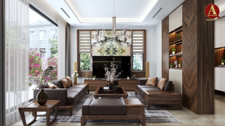 Sofa gỗ óc chó – Sự lựa chọn hoàn hảo cho phòng khách