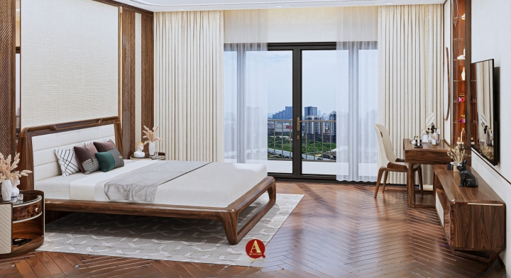 CÁ NHÂN HÓA KHÔNG GIAN PHÒNG NGỦ VỚI NỘI THẤT GỖ ÓC CHÓ THIẾT KẾ SANG TRỌNG