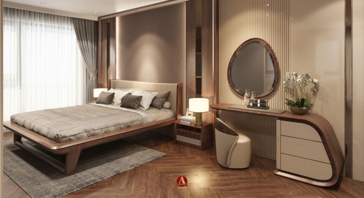 Thi Công Nội Thất Phòng Ngủ Gỗ Óc Chó Tại Ecopark - Sang Trọng và Đẳng Cấp