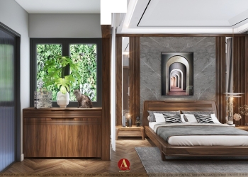 CÁ NHÂN HÓA KHÔNG GIAN PHÒNG NGỦ VỚI NỘI THẤT GỖ ÓC CHÓ THIẾT KẾ SANG TRỌNG