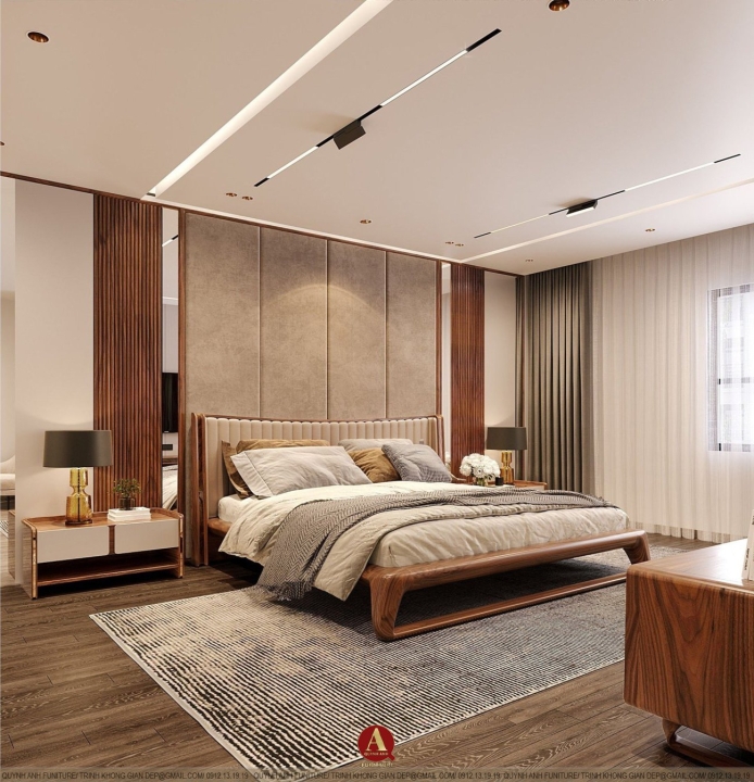 BST GIƯỜNG NGỦ THIẾT KẾ HIỆN ĐẠI TỪ GỖ ÓC CHÓ CAO CẤP